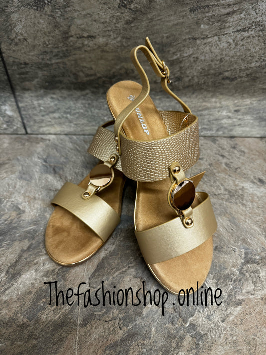 Gold Raquel wedge sandal sizes 3-8