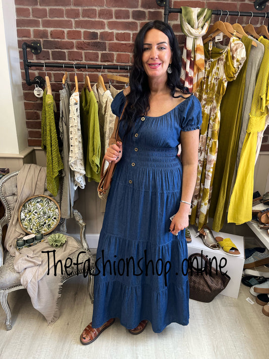Jasmine denim tiered gypsy dress 10-16