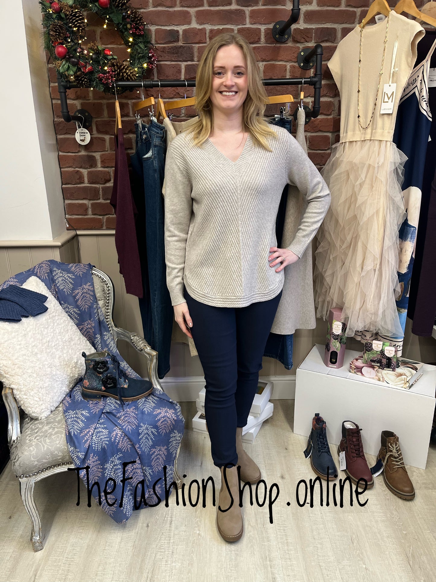 Lydia beige cashmere mix jumper 10-16