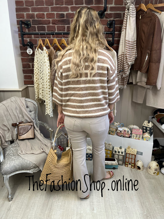 Nina camel striped wool mix cardigan sizes 8-12 and 14-16