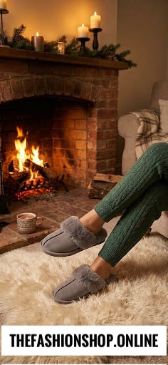 Lola grey faux fur slippers sizes 3-8 (36-41)