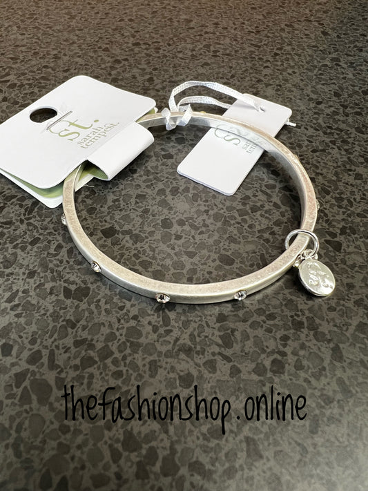 Sarah Tempest matte silver crystal bangle