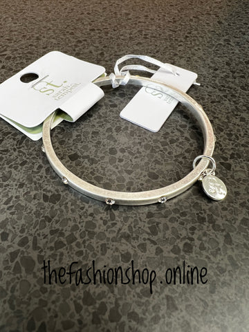 Sarah Tempest matte silver crystal bangle
