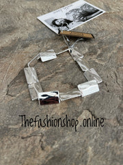Jess & Lou silver elasticated tile bracelet