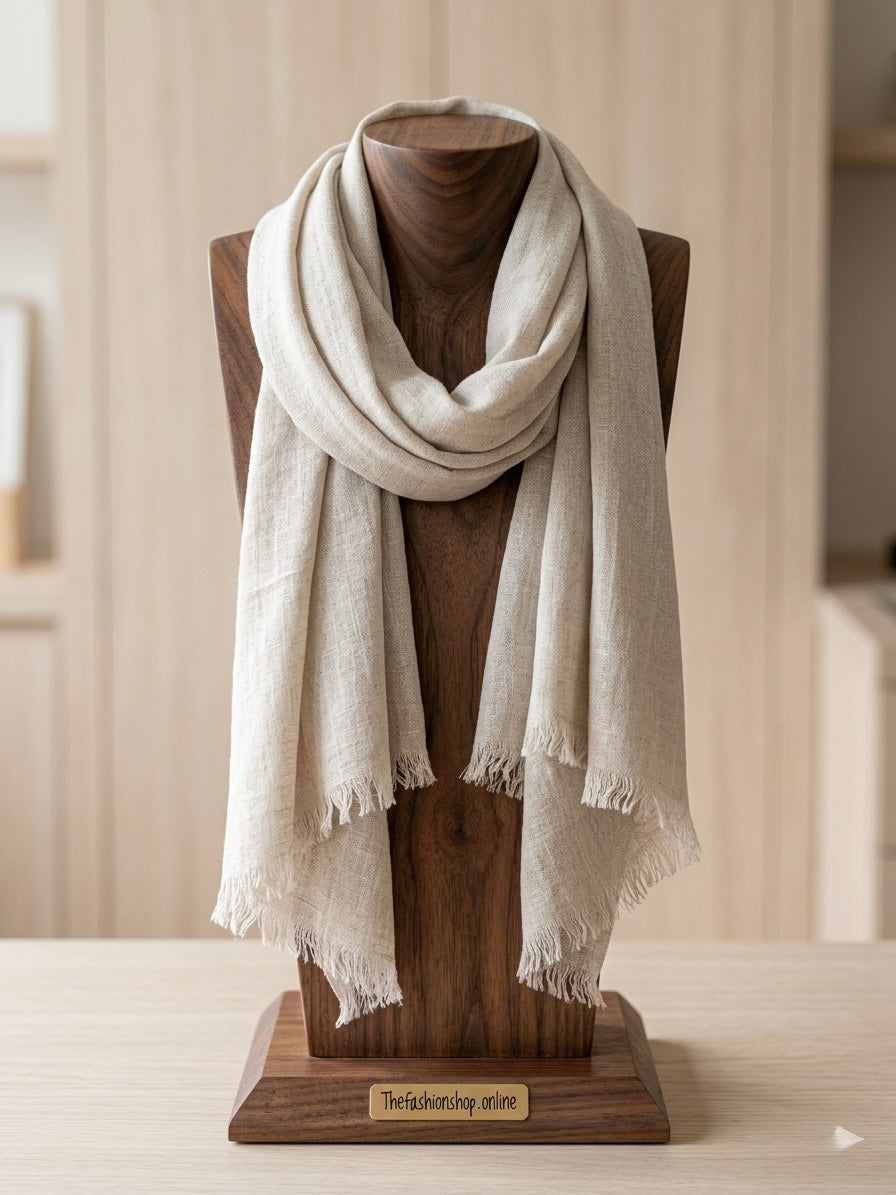 Beige frayed edge scarf