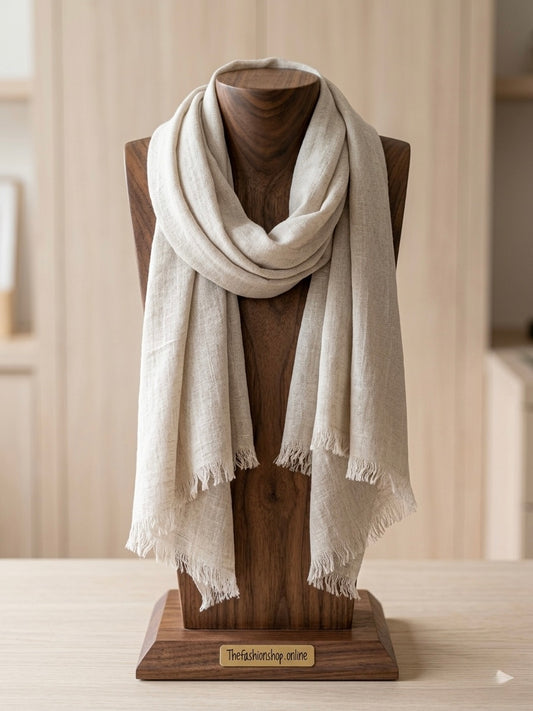 Beige frayed edge scarf