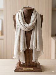 Beige frayed edge scarf