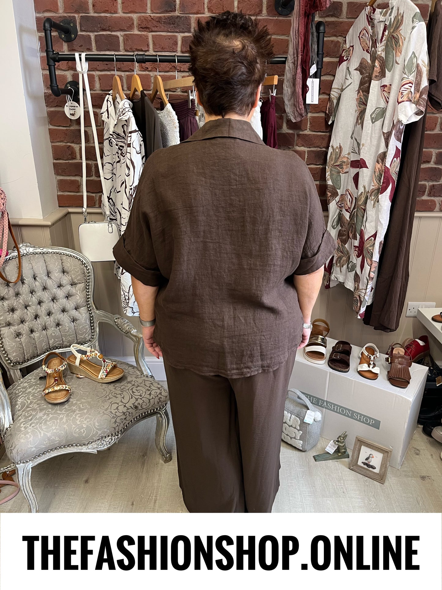 Alma brown linen shirt 12-20