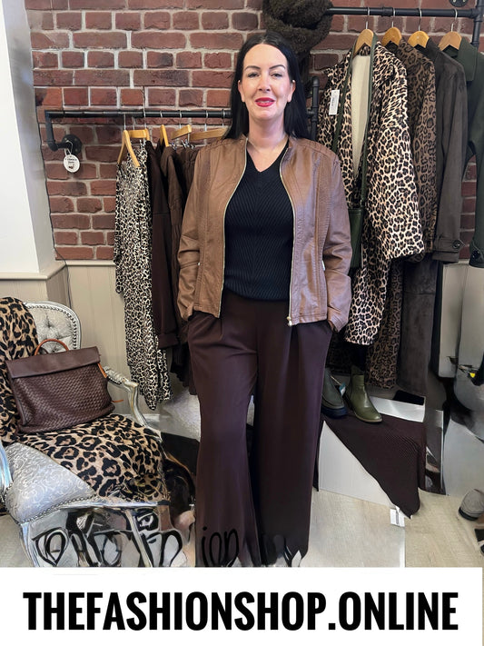 Stella Morgan Tan Faux Leather Jacket sizes 10, 12, 14, 16, 18
