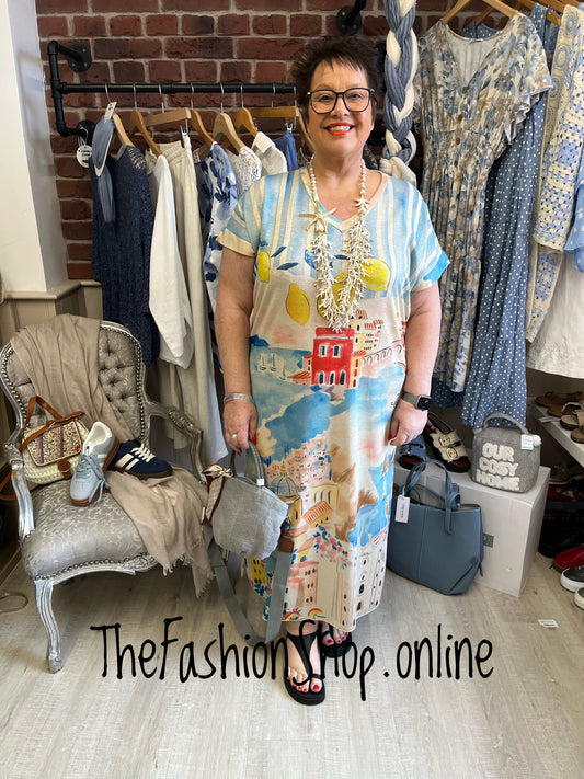 Helen blue coastal summer dress 12-18