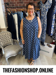 Ellen navy polka dot dress 14-20