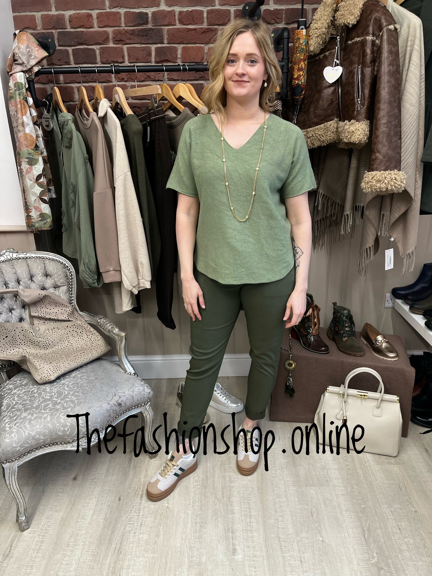 Harper khaki knitted top 10-16