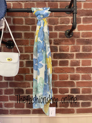 Green and blue flowers sparkle scarf