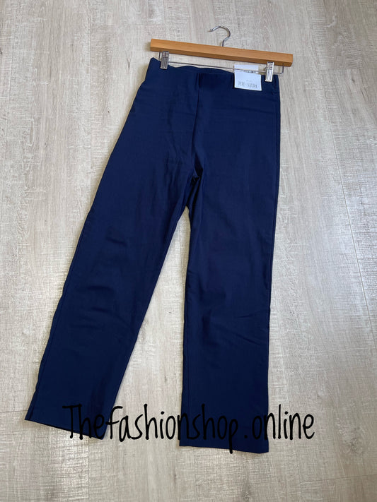 Navy stretchy sized cropped trousers sizes 10-22
