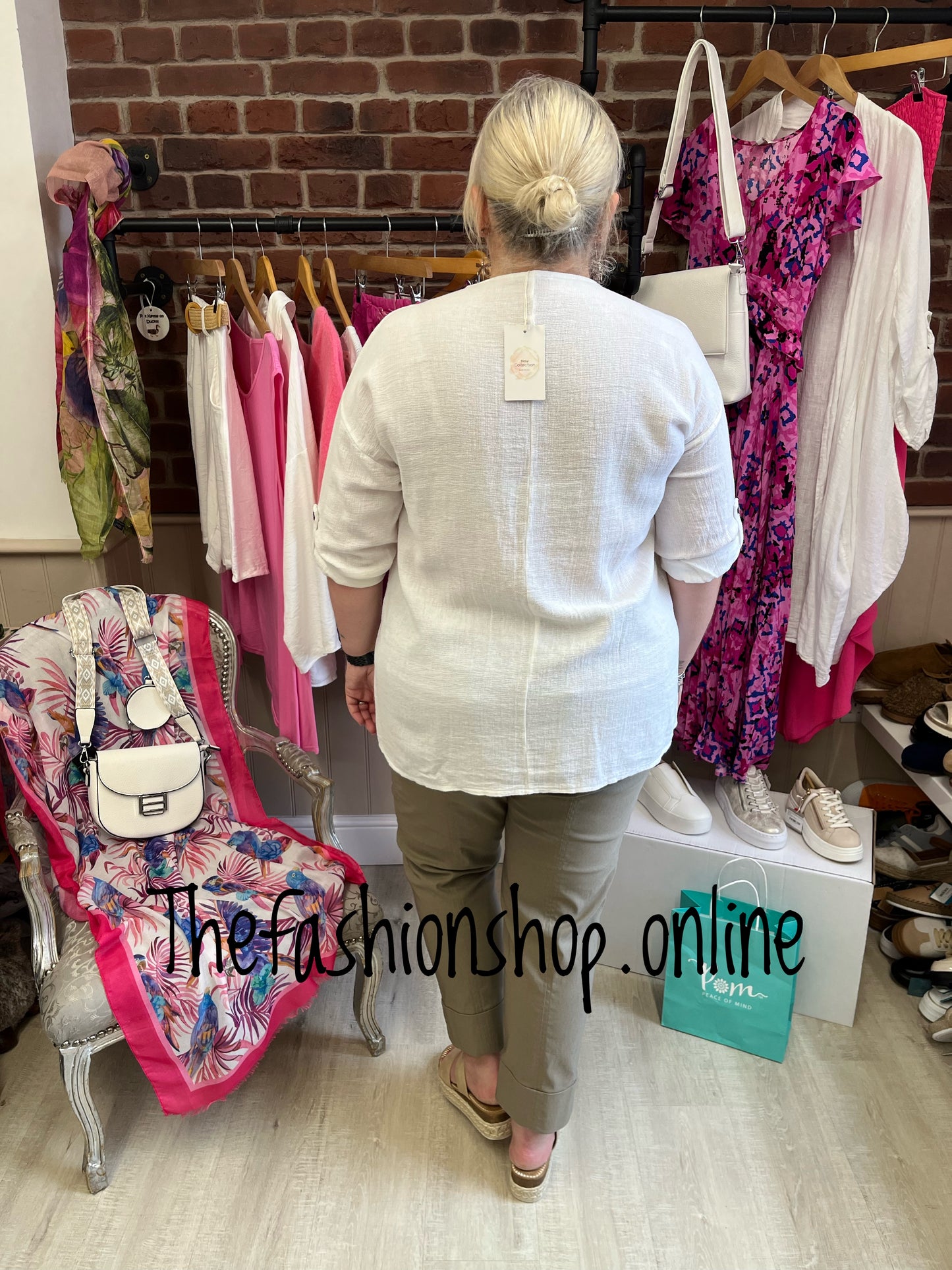Zoe white linen mix studded top 12-20