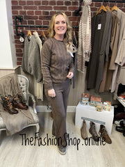 Lily brown cable knit co-ord 8-16