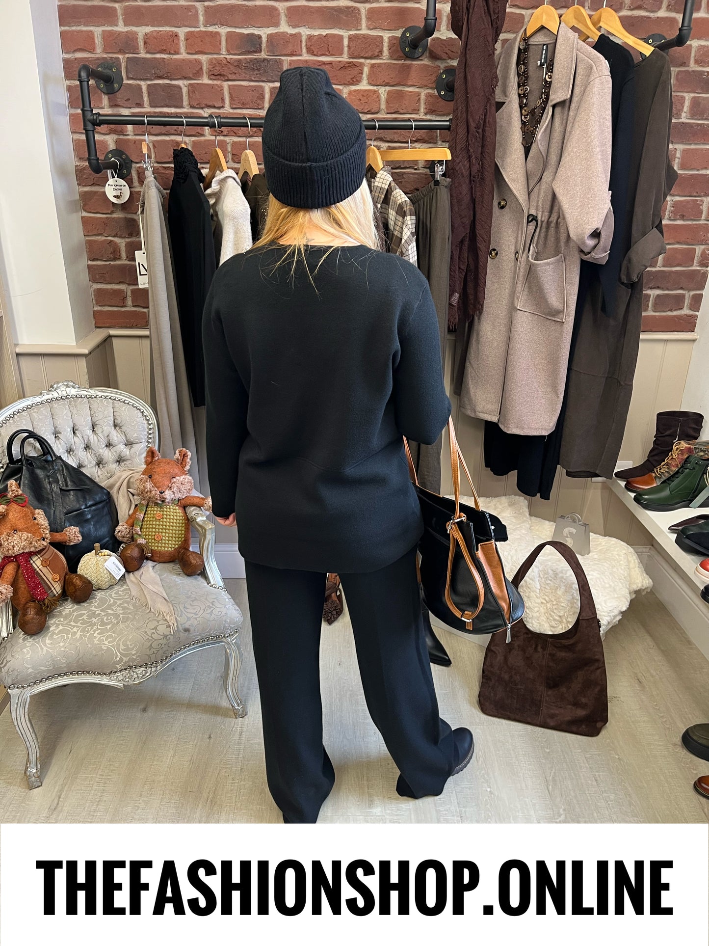 Tasha black cashmere mix co-ord 10-16
