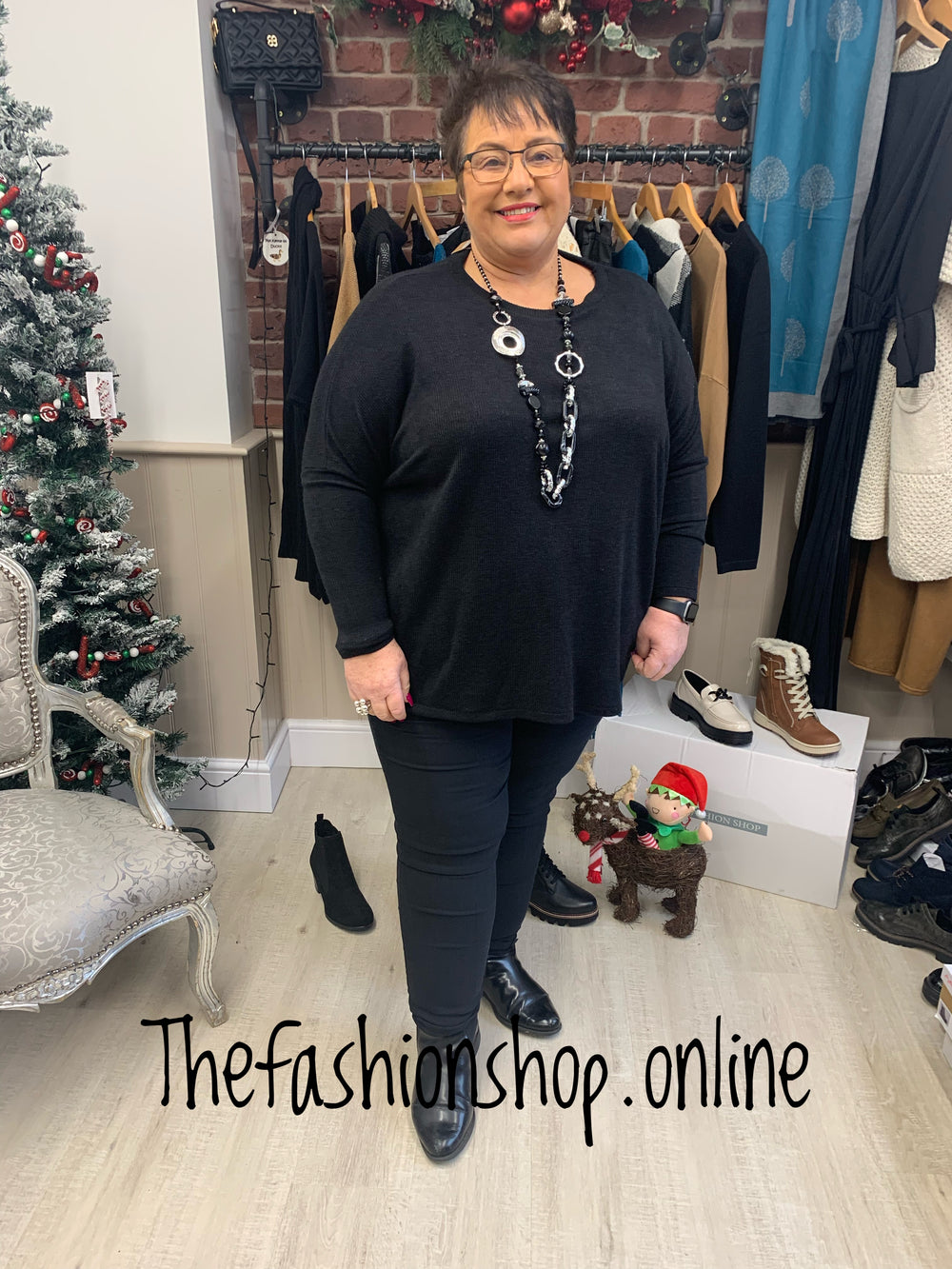Black long sleeve ribbed top 16-26