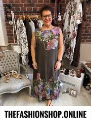 Nellie brown floral linen dress 12-18