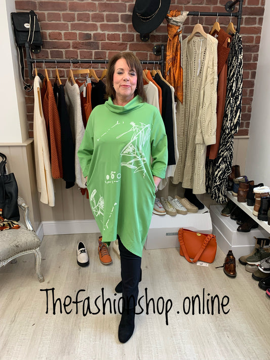 Lime scribble high low tunic 8-14