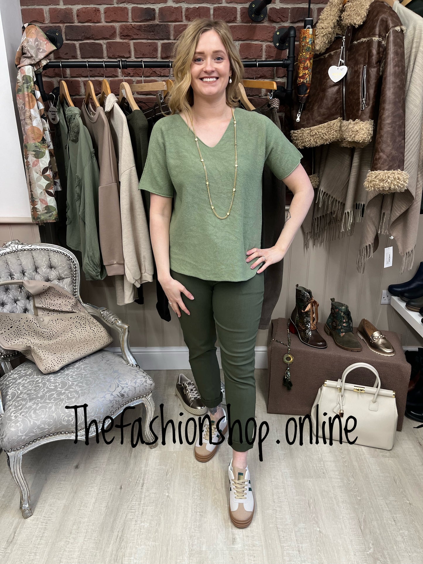 Harper khaki knitted top 10-16