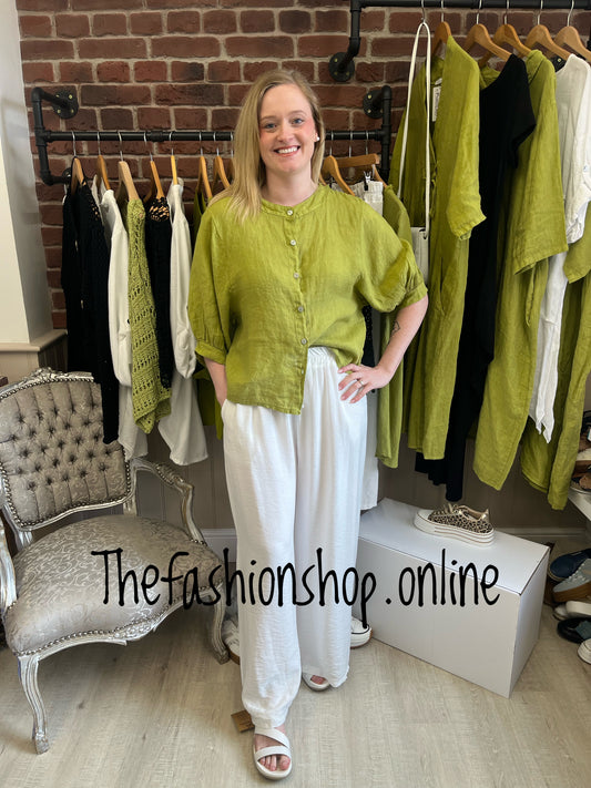 Erica olive linen blouse 10-14