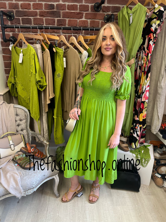 Enya lime green summer dress 10-18