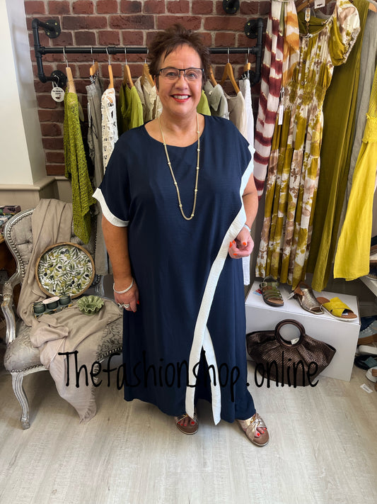 Zara navy and cream drape trouser set 16-22