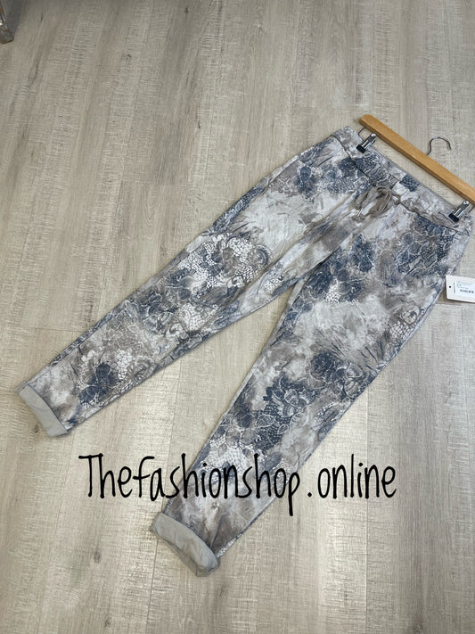 Stone floral and lace super stretchy trousers 10-16