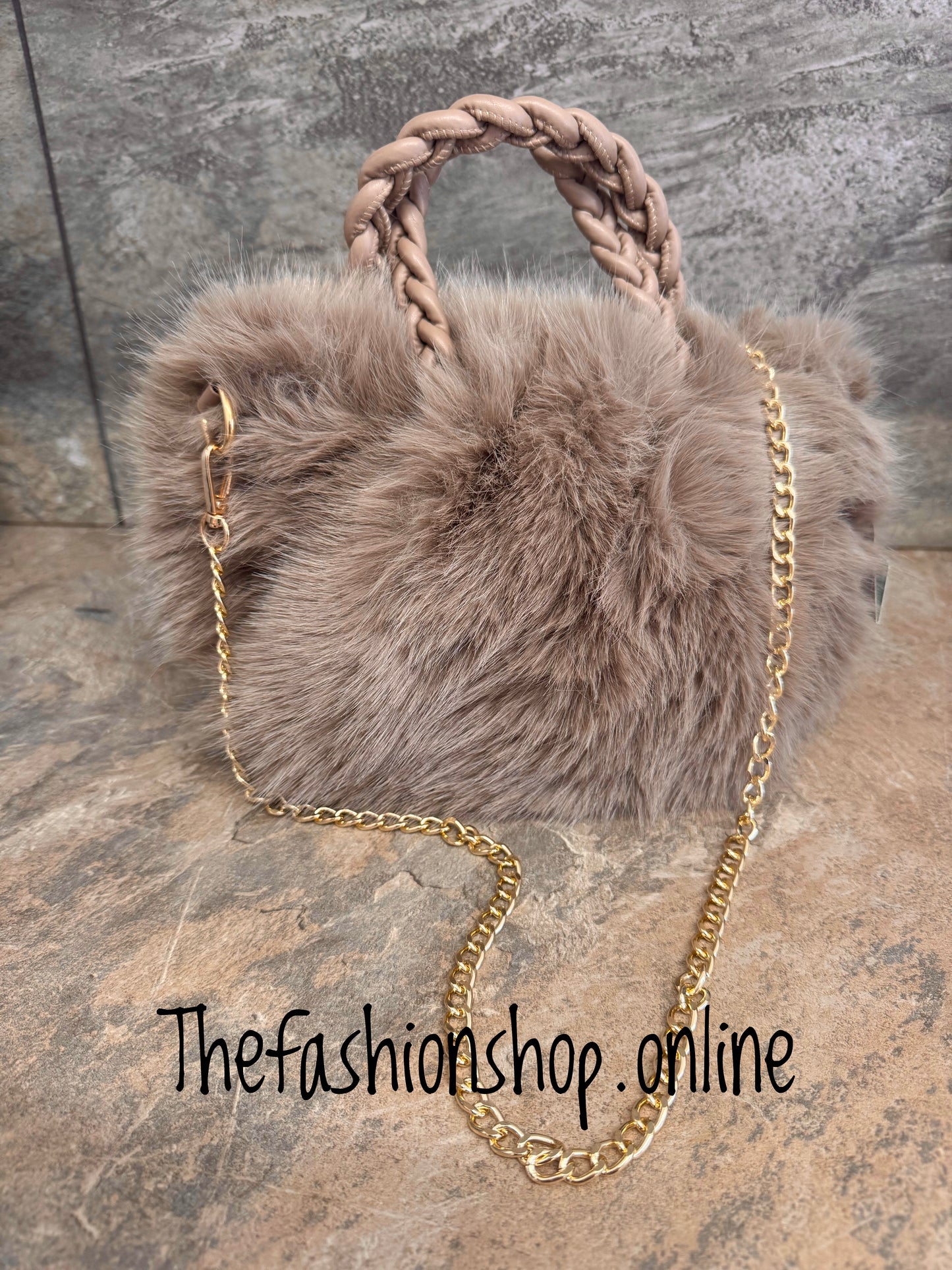 Kelsey Faux Fur Shoulder Bag Mocha