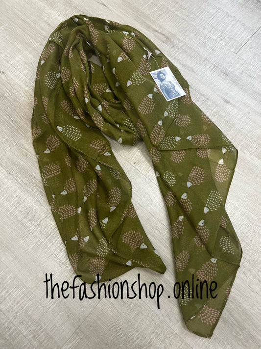 Olive hedgehog scarf