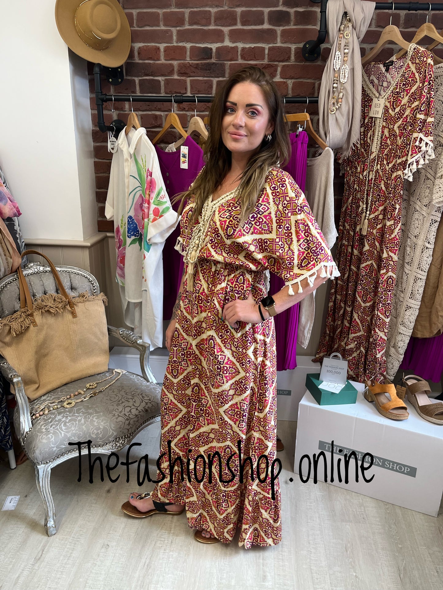 Baroque print tassel maxi dress sizes 12-18