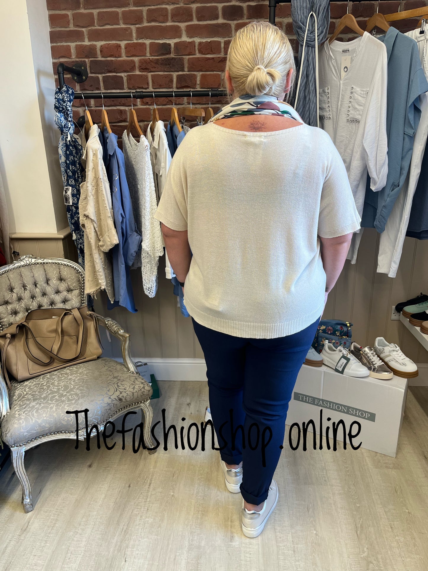 Sadie cream soft knitted top 14-20
