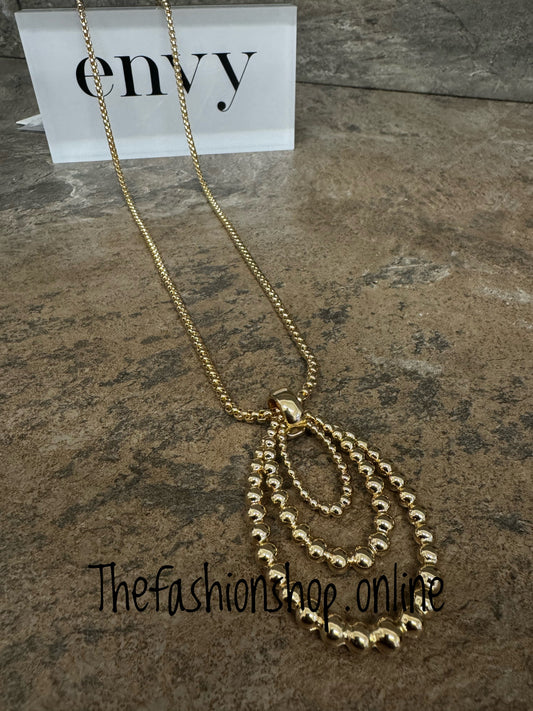 Envy gold beaded necklace with pendant