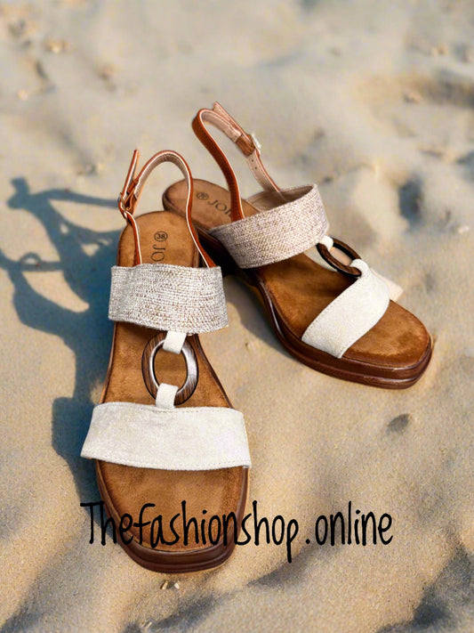 Beige block heel sandal sizes 3-8