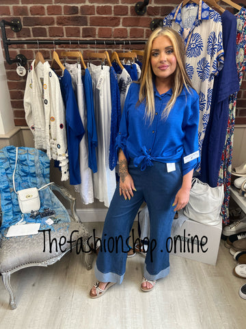 Maeve royal blue tie front shirt 8-14