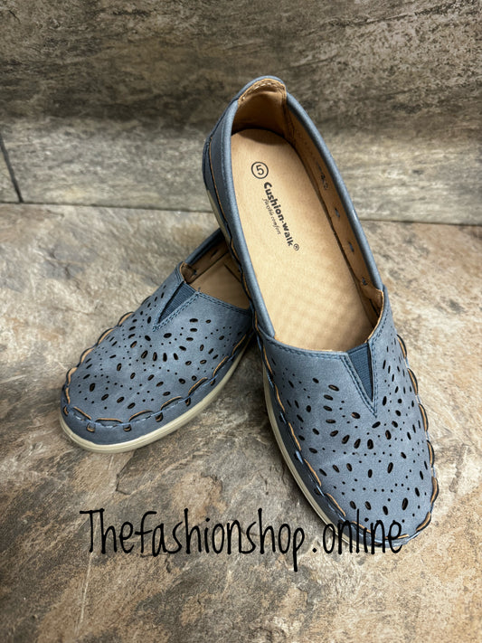 Cushion-walk Lucy blue wide fit summer shoe sizes 3-8