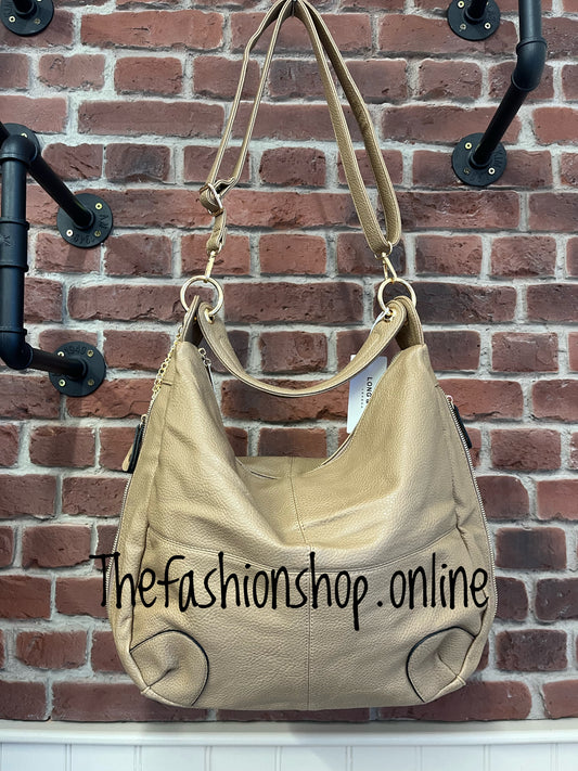 Olivia dark beige slouch bag