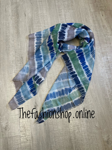 Blue green and grey scarf
