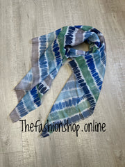 Blue green and grey scarf