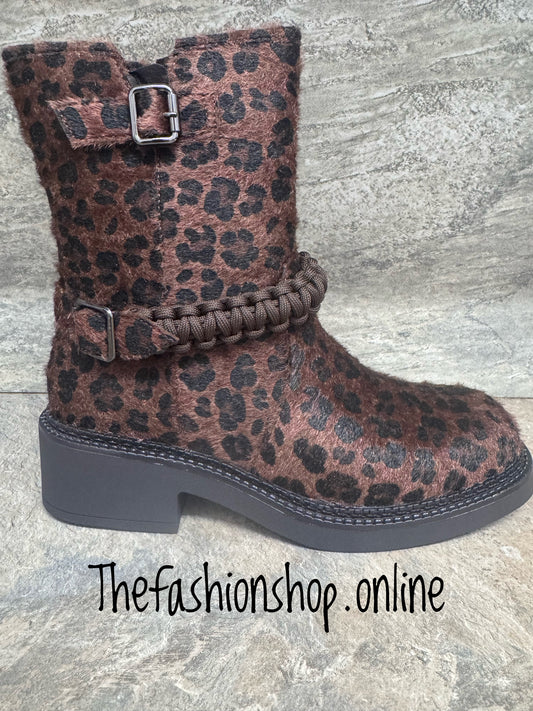 Nina Animal Print biker boots sizes 3-8 (36-41)