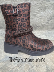 Nina Animal Print biker boots sizes 3-8 (36-41)