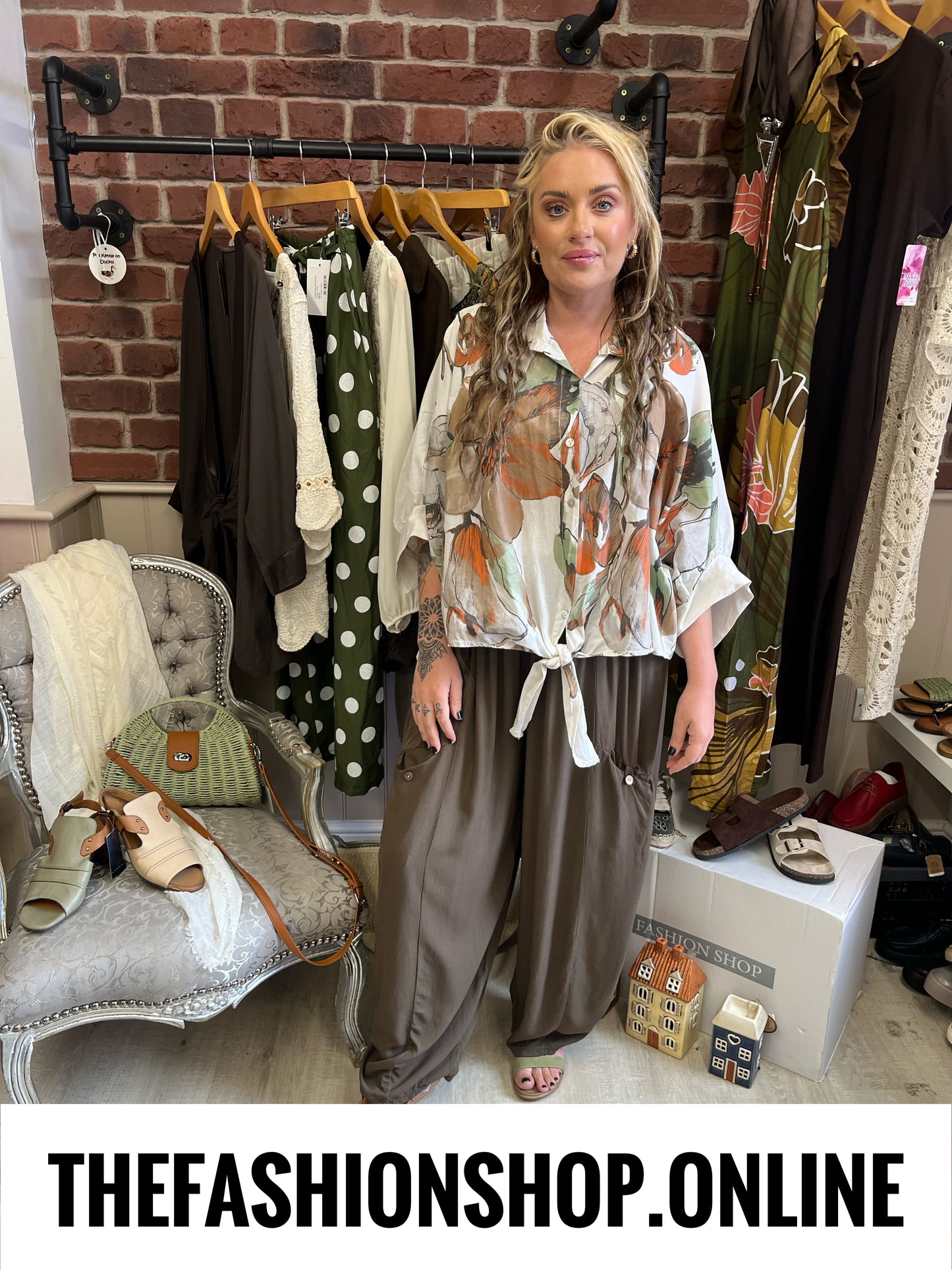 Ginny watercolour floral print shirt 12-20