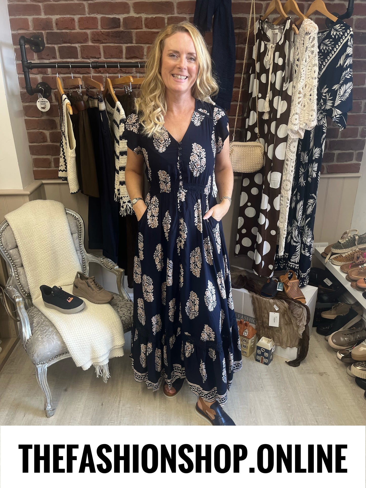 Stella Morgan Boho Block Print Maxi Dress sizes 12-22