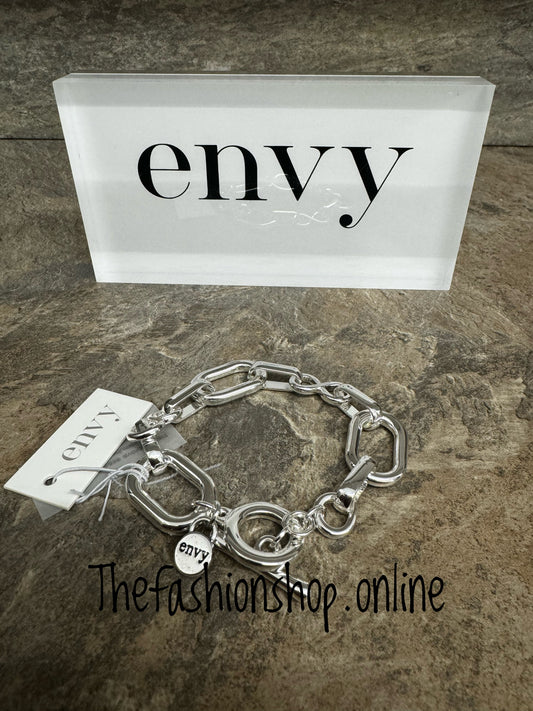 Envy silver large links t bar bracelet