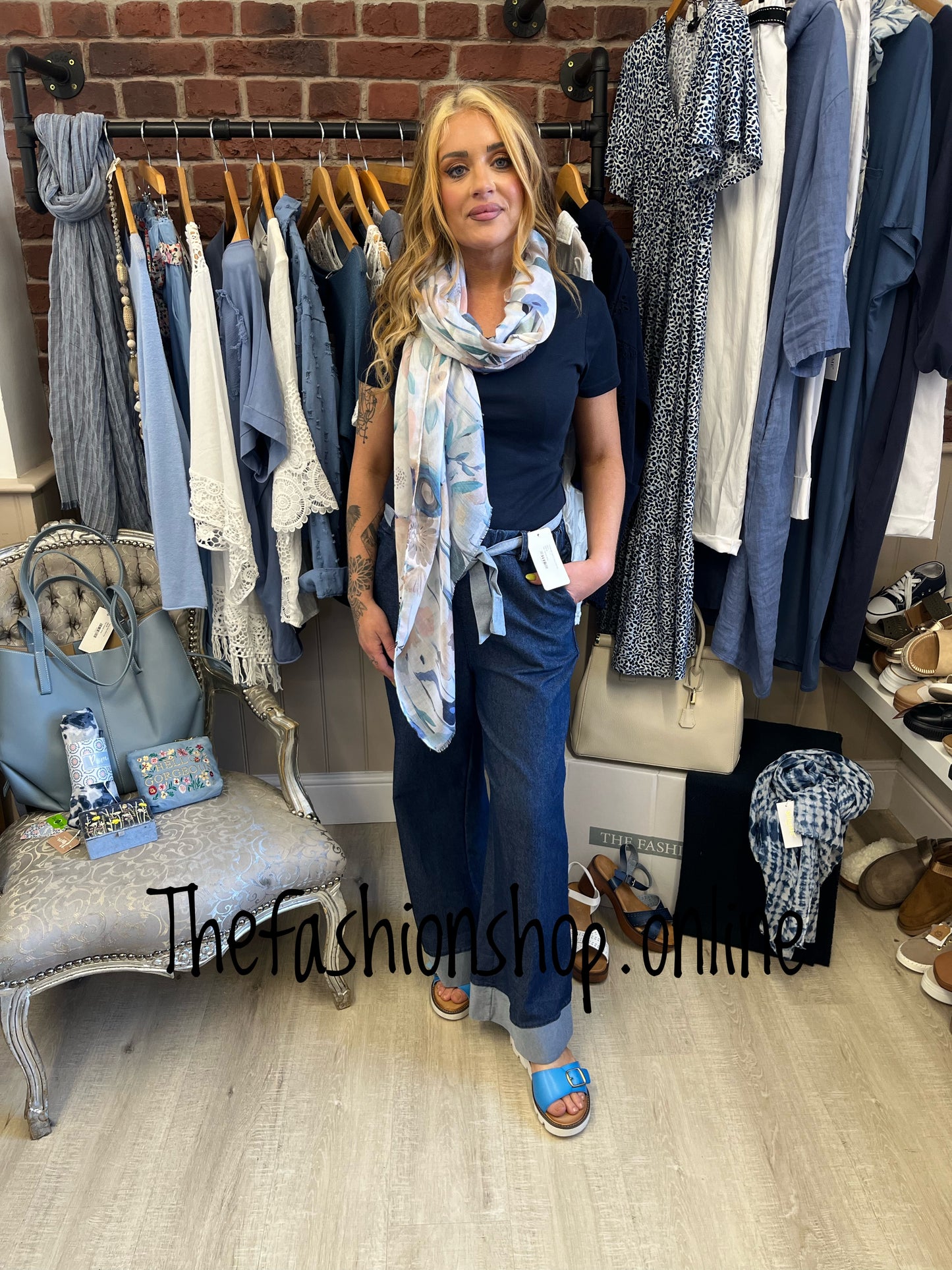 Lucia dark denim blue wide leg jeans 10-14