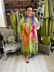 Keira olive cocoon dress with straight hem 16-22