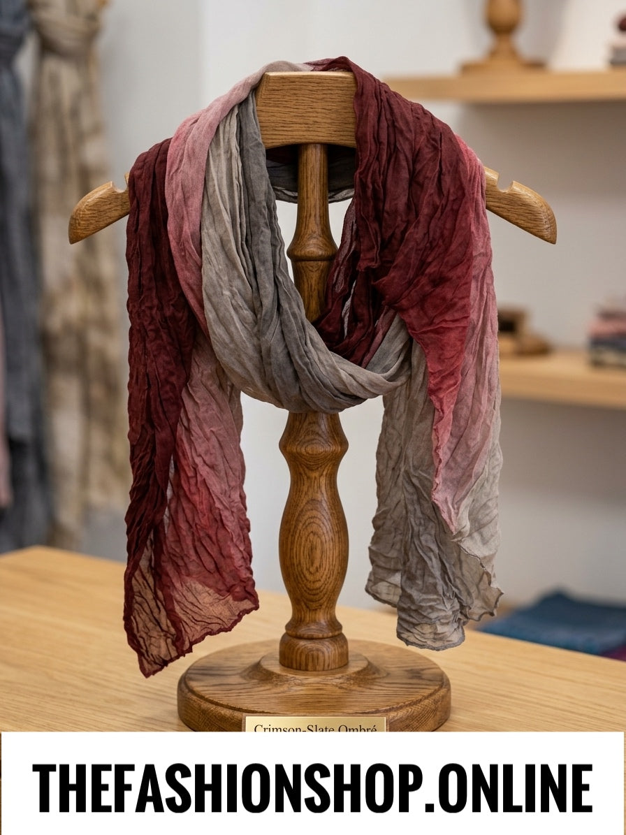 Crimson Ombre Wrinkle scarf