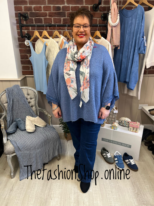 Ivy denim blue mohair mix jumper 14-22