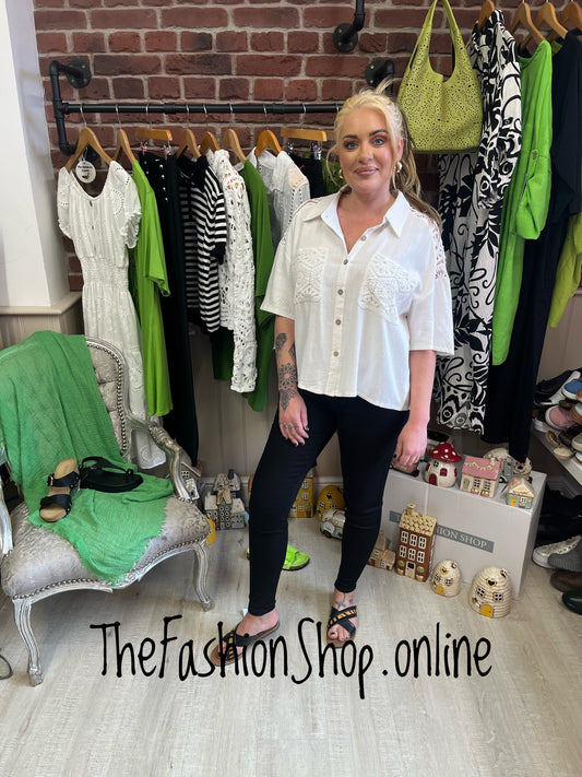 Jackie cream linen mix shirt 10-12 and 14-16